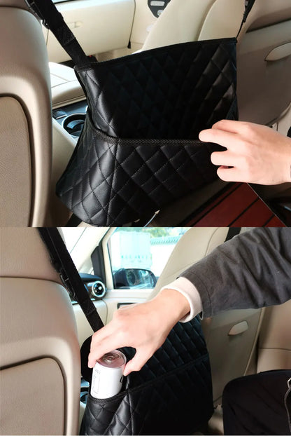 SEAMETAL PU Leather Car Handbag Holder - Seat Back Hanging Storage Organizer for Auto Interior