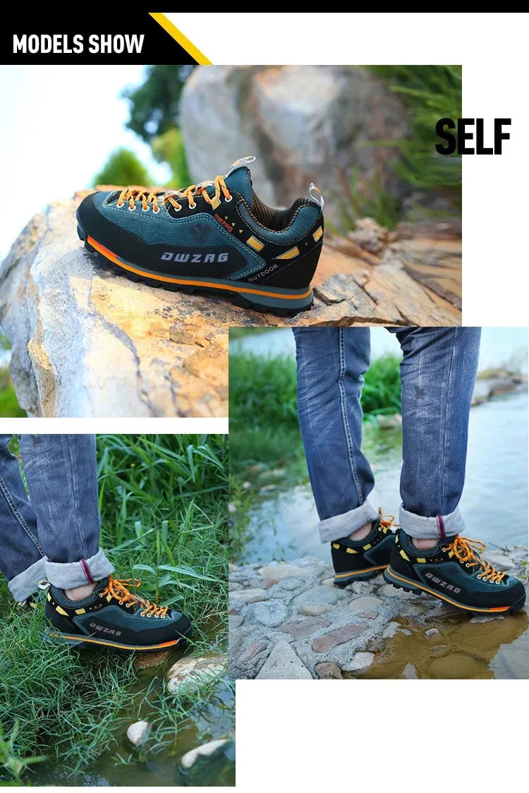 Men's Waterproof Hiking Shoes - Anti-Collision Climbing Shoes, Fashion Outdoor Casual Lace-Up Sneakers