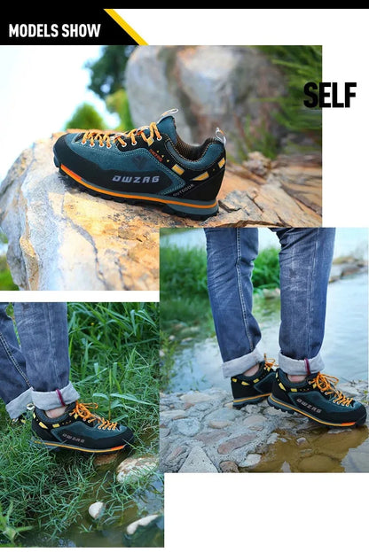 Men's Waterproof Hiking Shoes - Anti-Collision Climbing Shoes, Fashion Outdoor Casual Lace-Up Sneakers