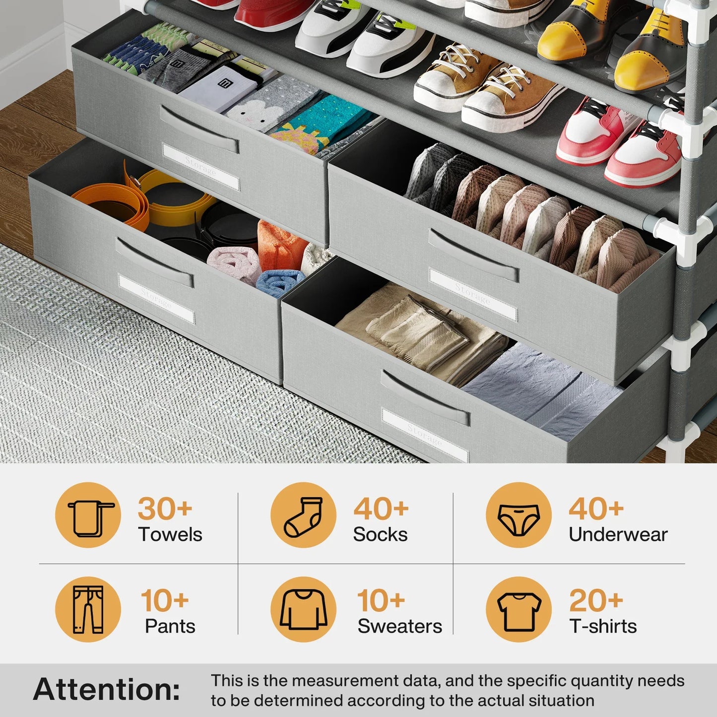 Tribesigns 10-Tier Shoe Rack Organizer – Vertical Shoe Shelf with 4 Drawer Bins, Holds 32 Pairs for Closet & Entryway