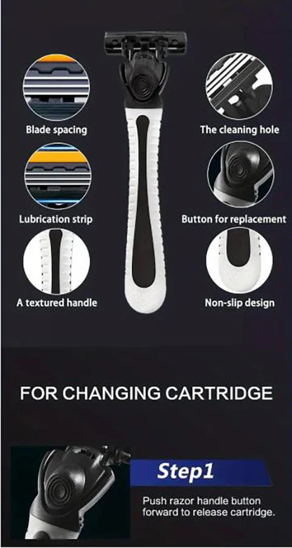 3-Layer Stainless Steel Manual Razor for Men – Washable Travel & Home Shaver for Daily Face Care