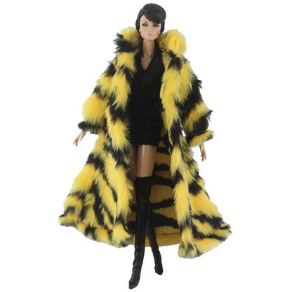 1:6 Scale Doll Clothes – Fur Coat Dress Outfit for 11.5" (30cm) Dolls, Multiple Styles, Gift for Girls