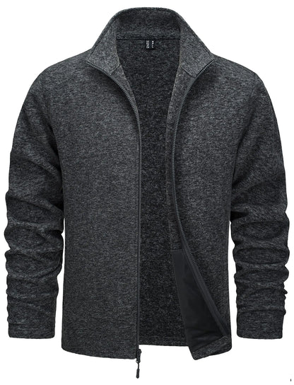 TACVASEN Men’s Lightweight Fleece Jacket - Full Zip Spring Casual Outdoor Sportswear with Pockets & Stand Collar