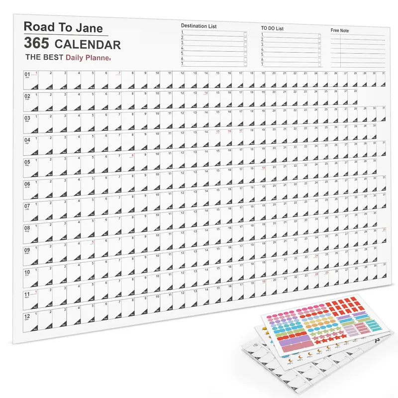 2024-2025 Kawaii Wall Calendar Planner – Large Schedule Organizer, To-Do List, Target Tracker, Office Supplies