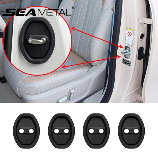 SEAMETAL 4PCS Silicone Car Door Lock Covers – Anti-Collision, Shock-Absorbing, Elastic Mute Cushions