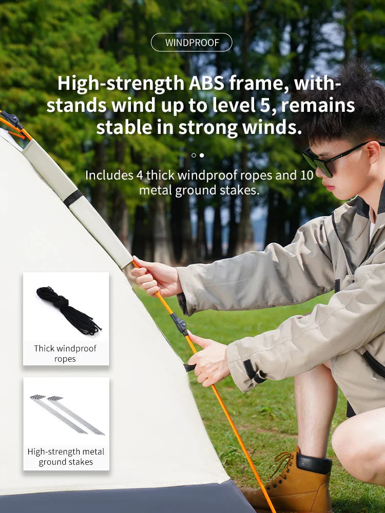 Outdoor Folding Tent – Fully Automatic Quick Opening, 3-4 Person Self-Driving Camping Tent, Rain & Sun Proof, Portable