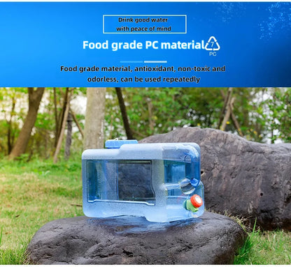 10/15L Food-Grade Water Storage Tank — Durable Car & Camping Container with Faucet and Cover