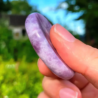 1pc Large Amethyst Worry Stone - 45x35mm Real Natural Crystal, Thumb Energy Healing Stone for Face Massage and Spa Relaxation S21