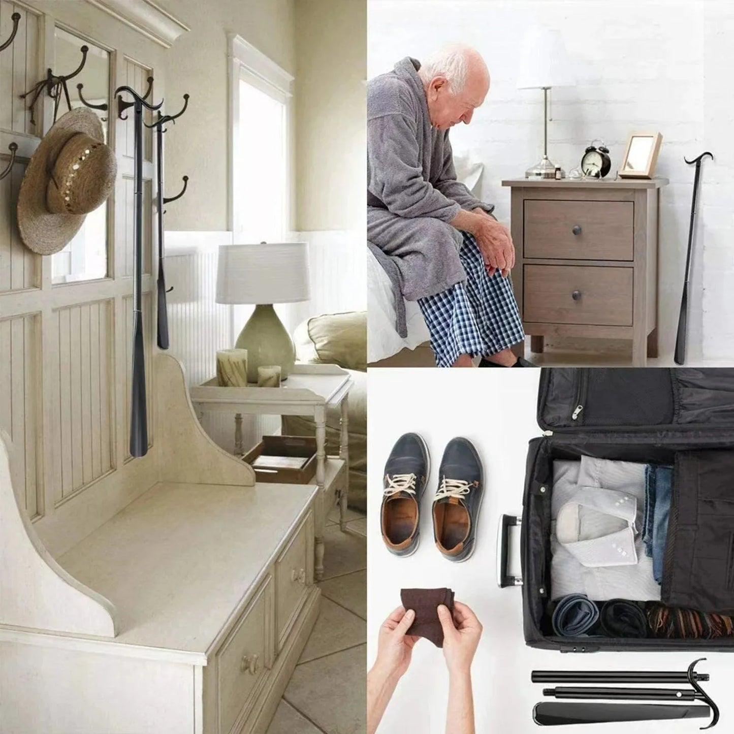 Clothing Aids Dressing Tool – Detachable Long Shoe & Sock Helper with Multifunction Shoe Horn Assistance