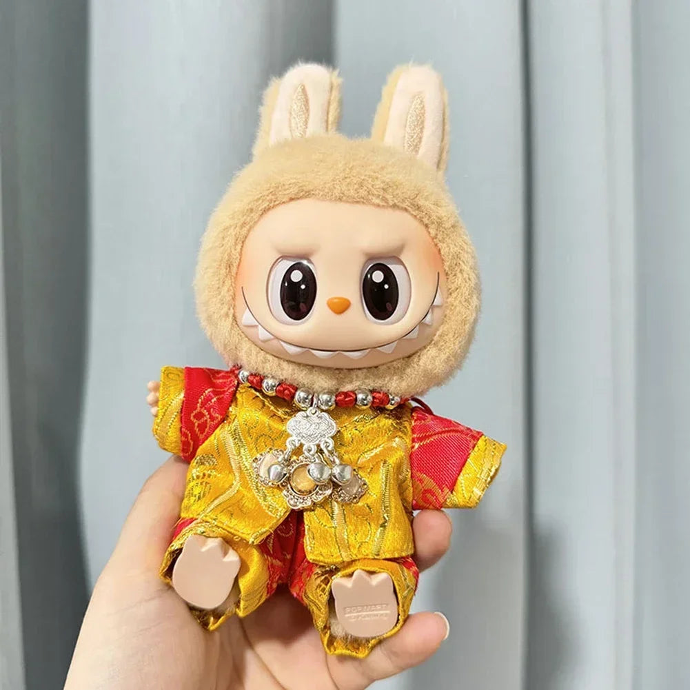 Labubu 1st & 2nd Generation Antique Hanfu Outfit Clothes with Vinyl Pendant for New Year's & Spring Festival
