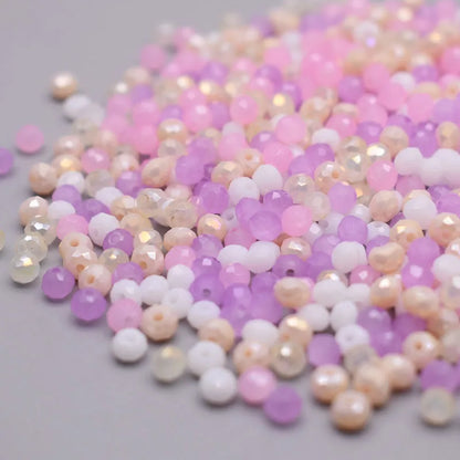 Mixed Color Crystal Glass Beads - 4mm Faceted Rondelle Spacer Beads for DIY Bracelet & Jewelry Making Crafts