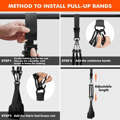 Pull-Up Assist Band with Elastic Rope – Home Fitness Power Trainer for Men, Latex Resistance Pull Bar