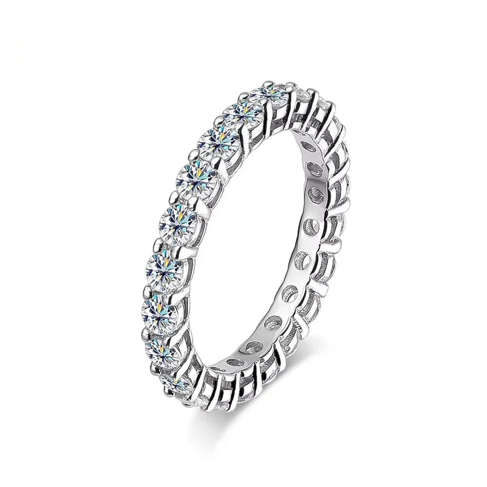 FEOBUR 7ct 5mm Moissanite Ring – Certified 925 Sterling Silver Full Diamond Engagement & Wedding Eternity Band for Men & Women