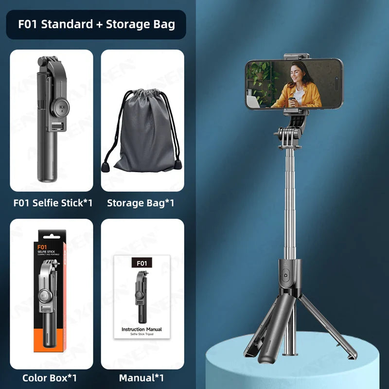 Bluetooth Selfie Stick Tripod with Wireless Remote and Phone Holder – Adjustable Desktop Stand for iPhone & Android, Optional Fill Light