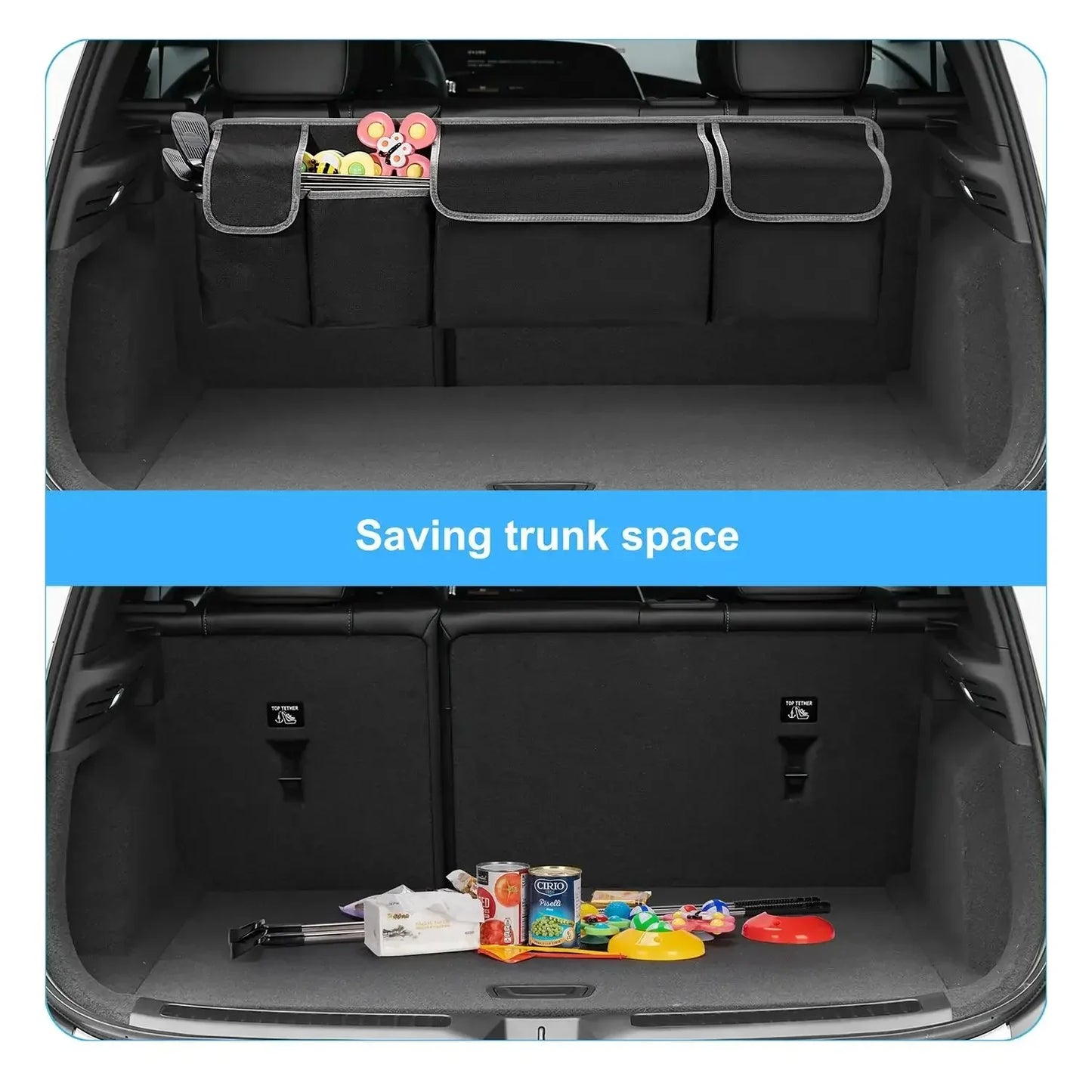 Car Trunk Organizer & Backseat Storage Bag – High Capacity Multi-Use Oxford Seat Back Organizer for Automobile Interior
