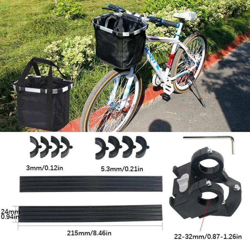 2-in-1 Bicycle Front Basket & Small Pet Carry Pouch – Detachable MTB Handlebar Foldable Bag, 5KG Load