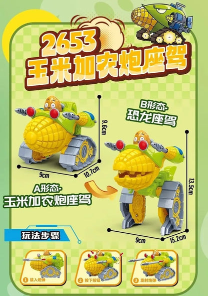 2025 Plants vs. Zombies Action Figure Set – Robot Sunflower, Cactus & Corn PVC Deformation Toys for Kids Gift