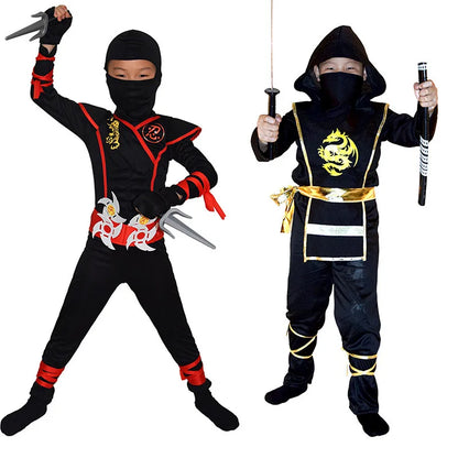 Boys Ninja Deluxe Costume for Kids – Kung Fu Outfit with Weapon Accessories & Bayonet, Halloween Ideas & Gifts