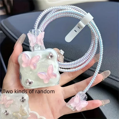 Butterfly Charging Cable Protector Case – Anti-Break Fast Charge Cable Guard for iPhone 18W/20W Data & Charger Protection Rope