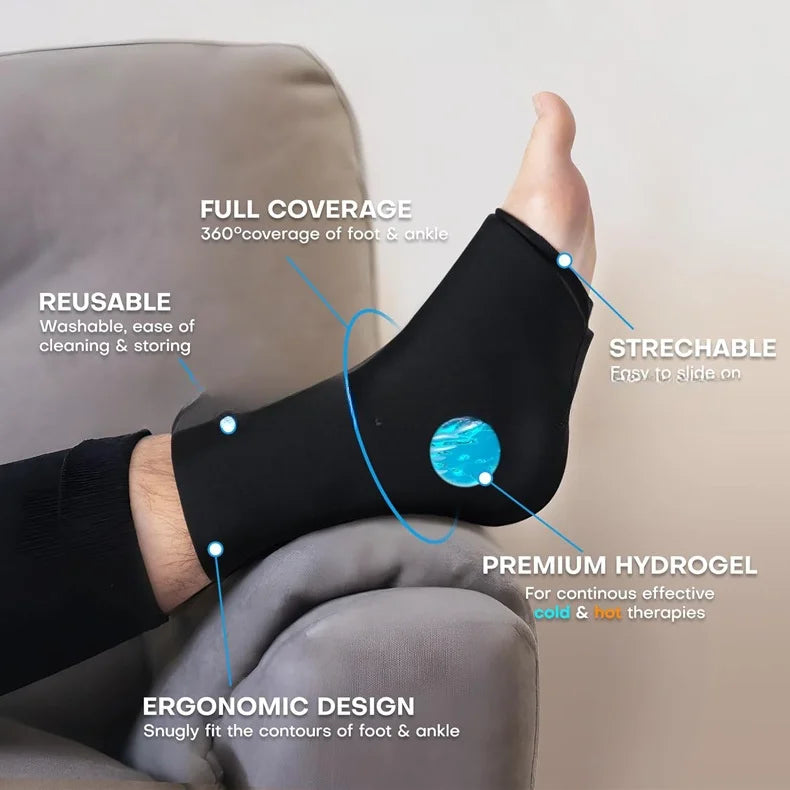 Reusable Gel Ice Pack for Feet — Hot & Cold Therapy for Achilles Tendonitis, Plantar Fasciitis & Swelling