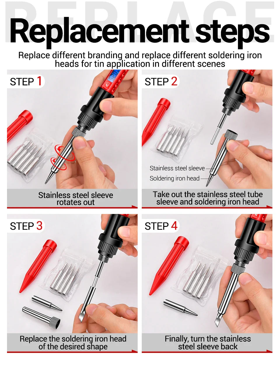 ANENG SL106 Electric Soldering Iron – Adjustable Temperature Welding & Rework Station with Heat Pencil Tip, 110V/220V