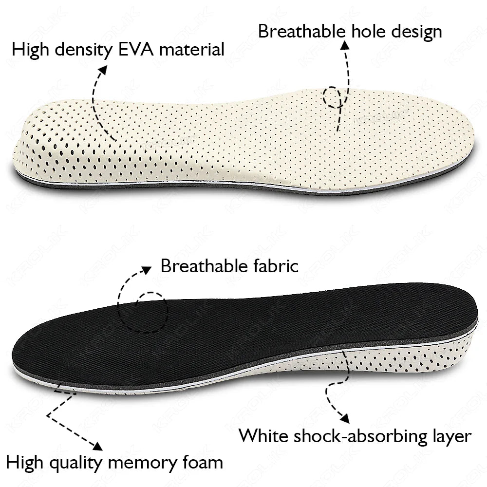 Memory Foam EVA Height Increase Insoles 2–5cm – Breathable Lightweight Shoe Lift Inserts for Men & Women Sports & Everyday Use
