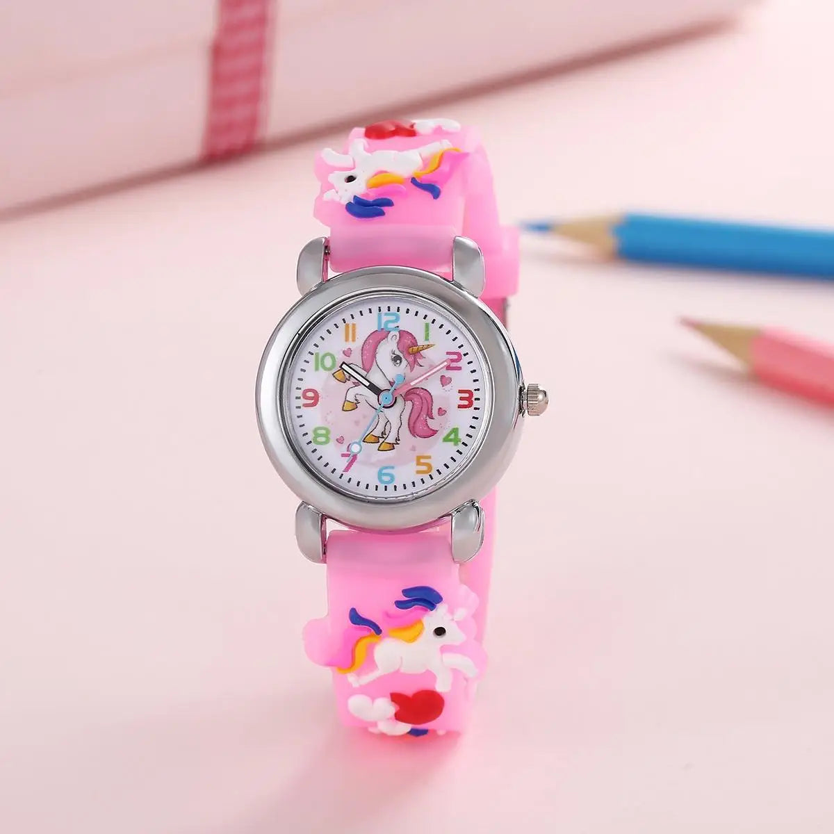 Colorful Unicorn Kids Watch - Cartoon Quartz Electronic Wristwatch for Students and Children