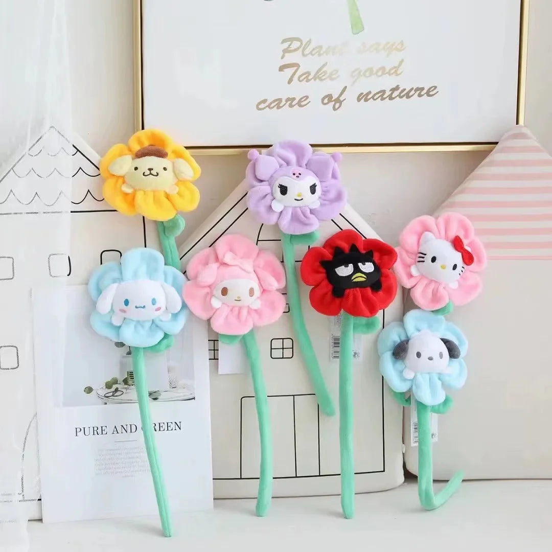 Sanrio Cartoon Plush Toys — Changeable Flower My Melody, Kuromi, Cinnamoroll, KT Cat & Purin Dog, Cute Anime Stuffed Doll
