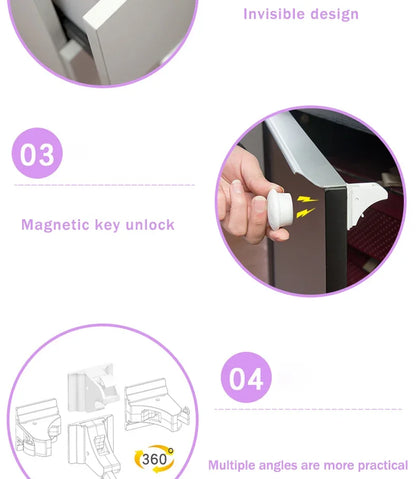 Children’s Magnetic Safety Lock — Baby Protection Drawer & Cabinet Door Lock Limiter for Child Security
