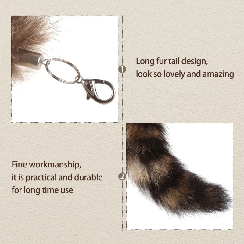 Raccoon Tail Keychain — Creative Coat Tail Key Ring Chain, Unique Gift for Men