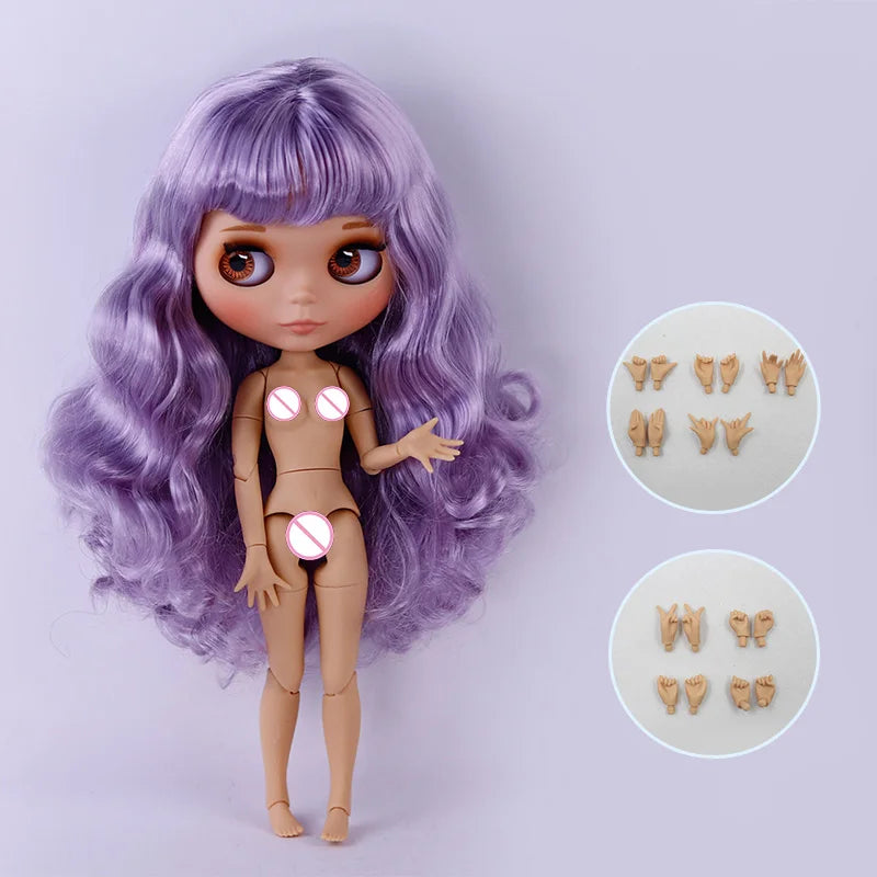 ICY DBS Blythe Doll – Tan Skin Matte Face with Eyebrows, 1/6 BJD Joint Body, Anime Christmas Gift