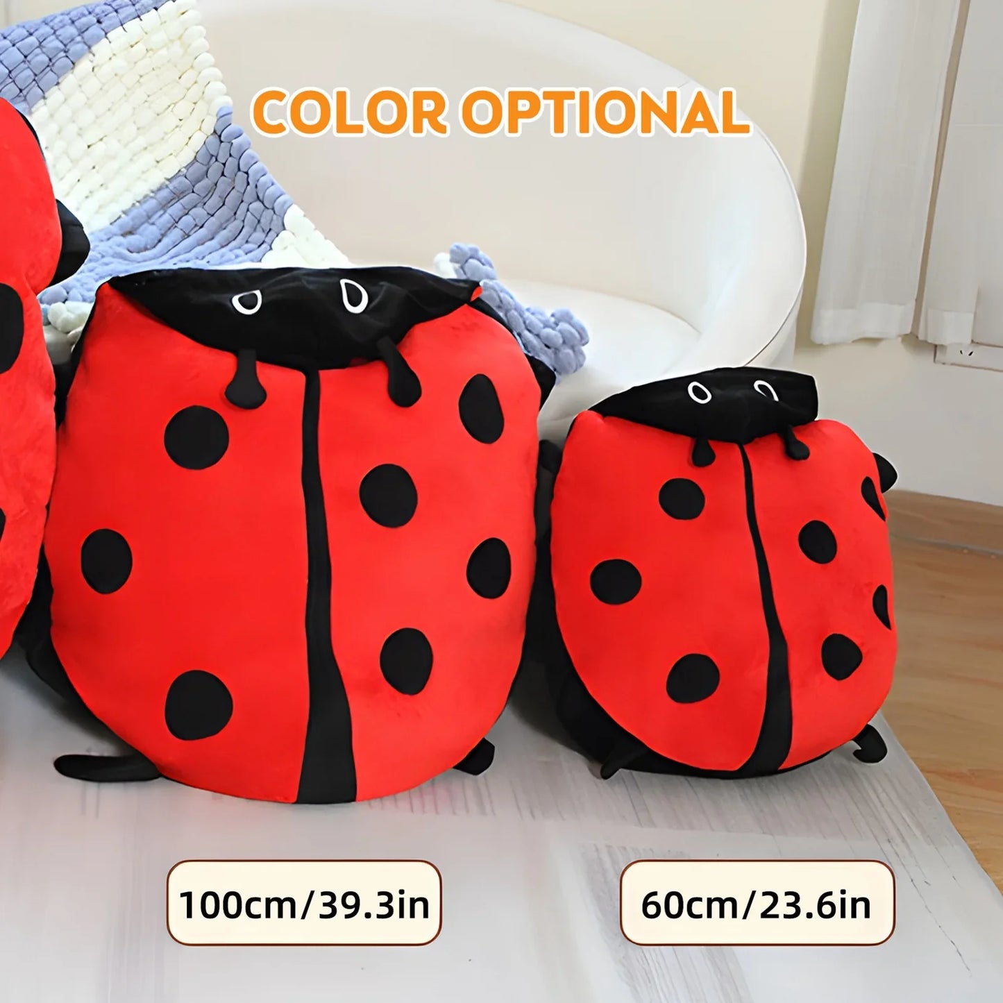 Wearable Ladybug Plush Pillow – Cute 60cm/23in Oversized Stress-Relief Sleeping Pillow for Kids & Adults