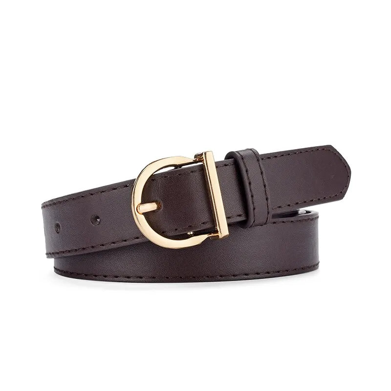 Women's Fashion Pin Buckle Thin Belt – Genuine Soft PU Leather Belt for Cargo Pants & Jeans, Windproof Design