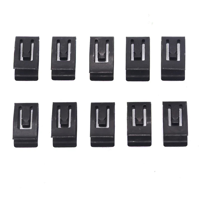 10Pcs Universal Car Front Console Trim Clips - Black Metal Rivet Fasteners for Dashboard Auto Retainer