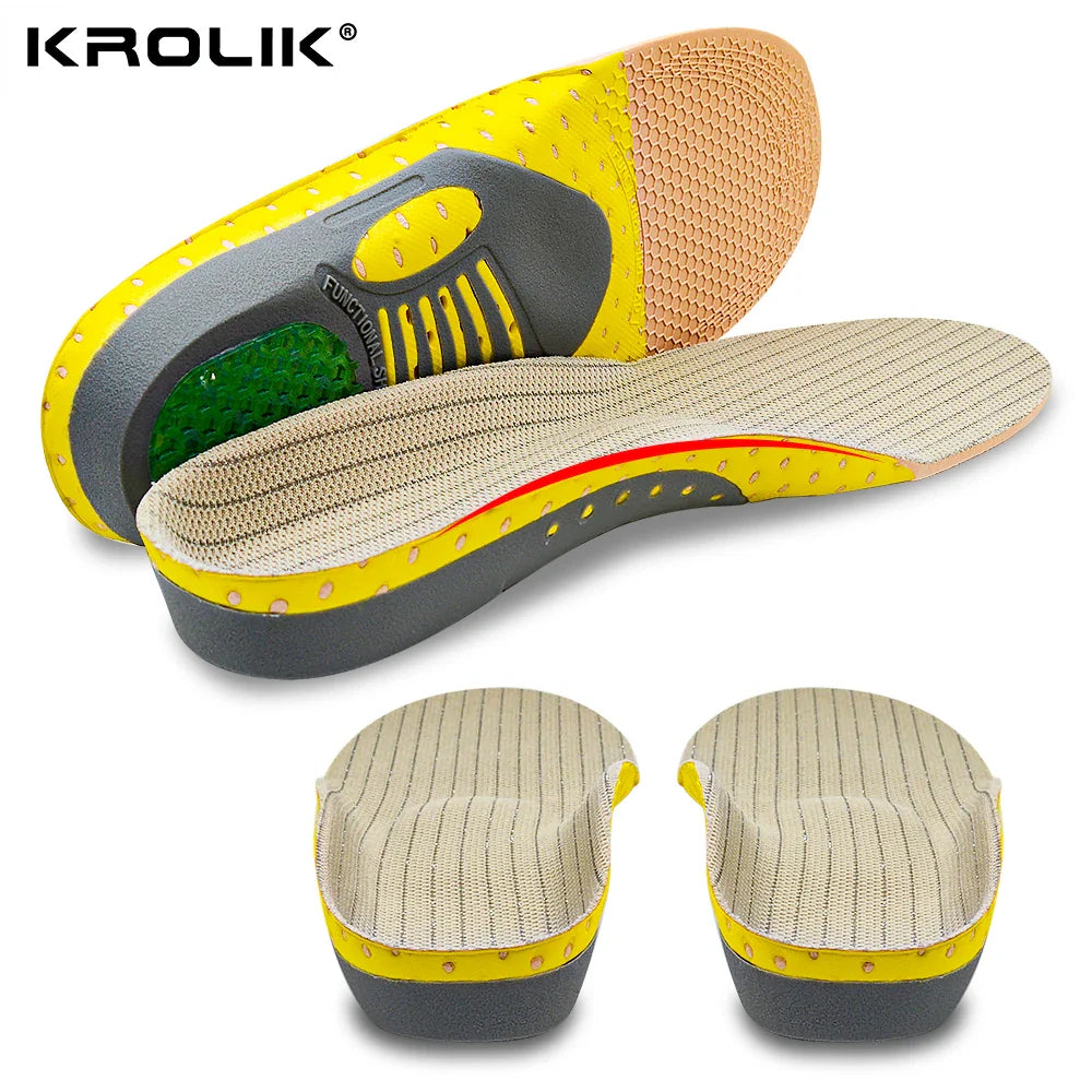 Krolik Orthotic Gel Insoles – Cushion Insert with Arch Support, Foot Pain-Relieving Insoles for Sneaker & Flat Feet, for Men & Women