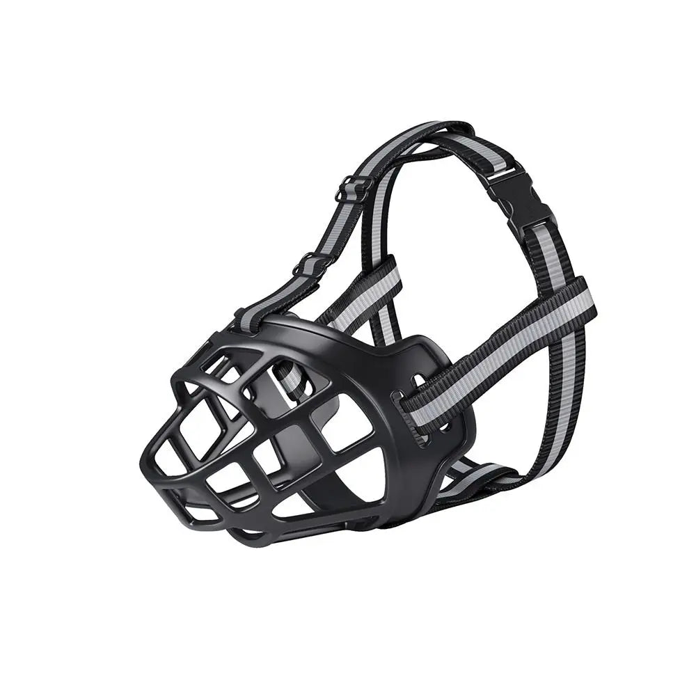 Adjustable Dog Muzzle with Reflective Strip – Anti-Biting Breathable Plastic Mouth Cover for Dogs