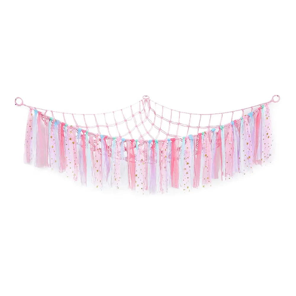 Kids Toy Hammock Wall Corner Hanging Storage Net – Woven Cotton Stuffed Animal Organizer