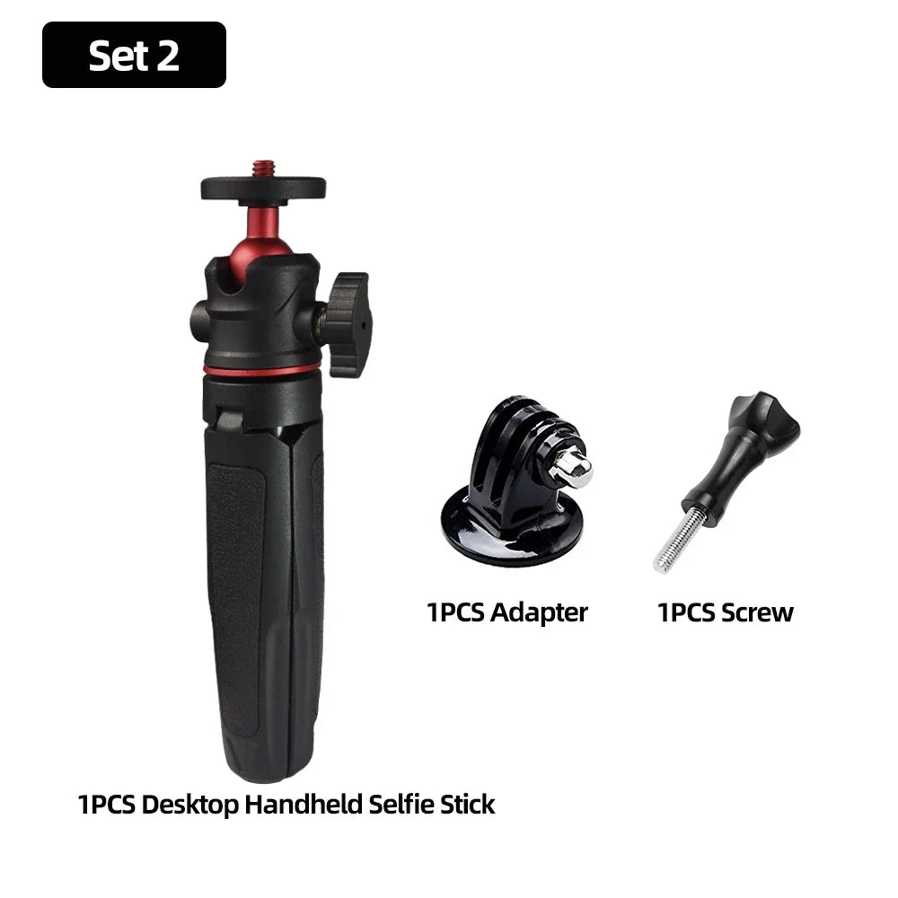 Extendable Mini Camera Tripod with 360° Ball Head - Portable Vlog Travel Selfie Stick Handle for GoPro, Insta360, DJI, SLR