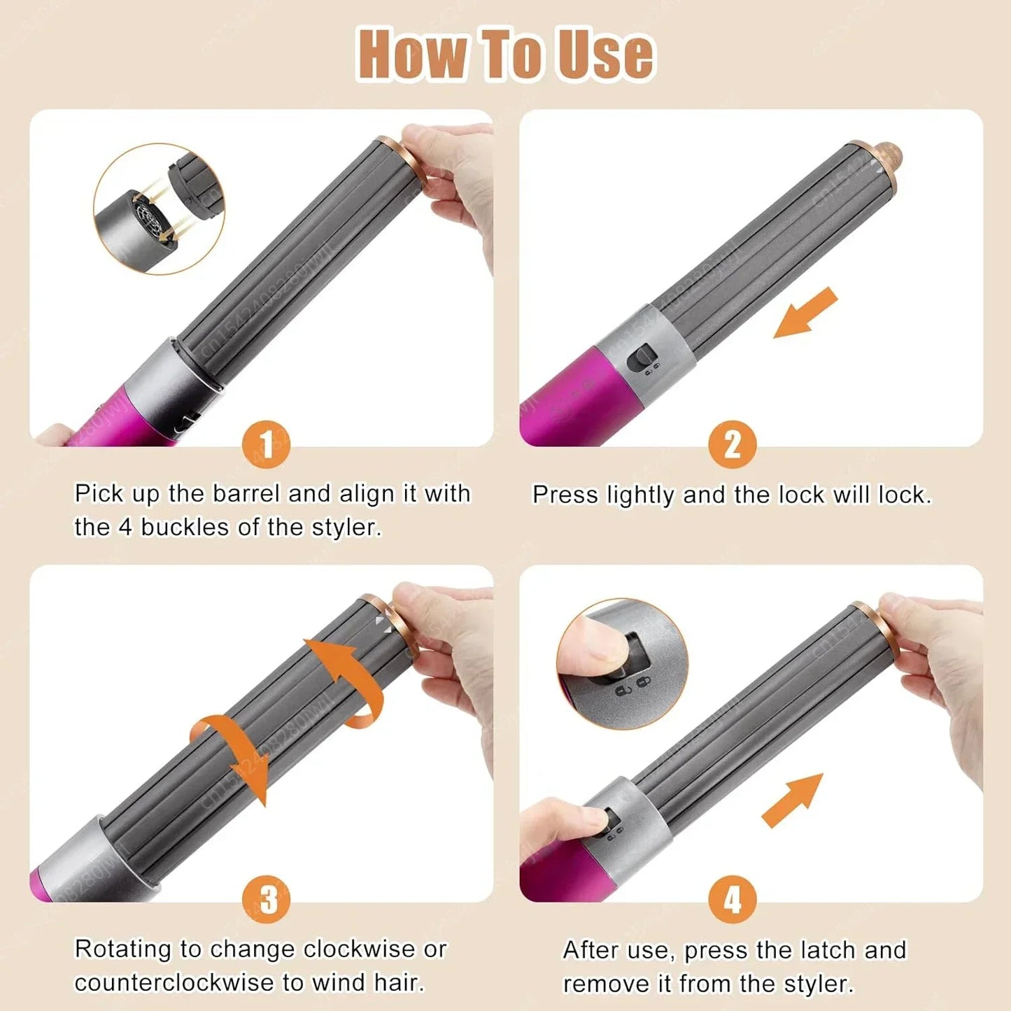 Dyson Airwrap HS01/HS05 Hair Styling Nozzle Brush – 30/40mm Anti-Hair Auto-Curling 360° Rotating Attachment for Dyson Hair Dryer