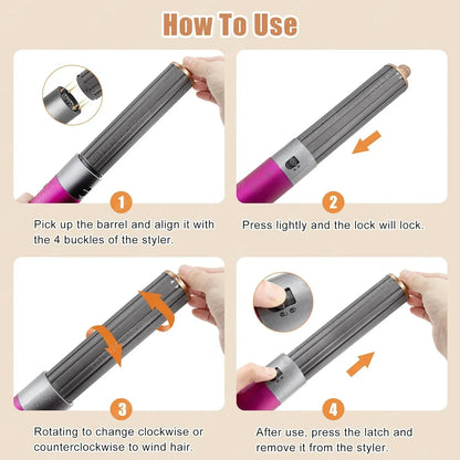 Dyson Airwrap HS01/HS05 Hair Styling Nozzle Brush – 30/40mm Anti-Hair Auto-Curling 360° Rotating Attachment for Dyson Hair Dryer