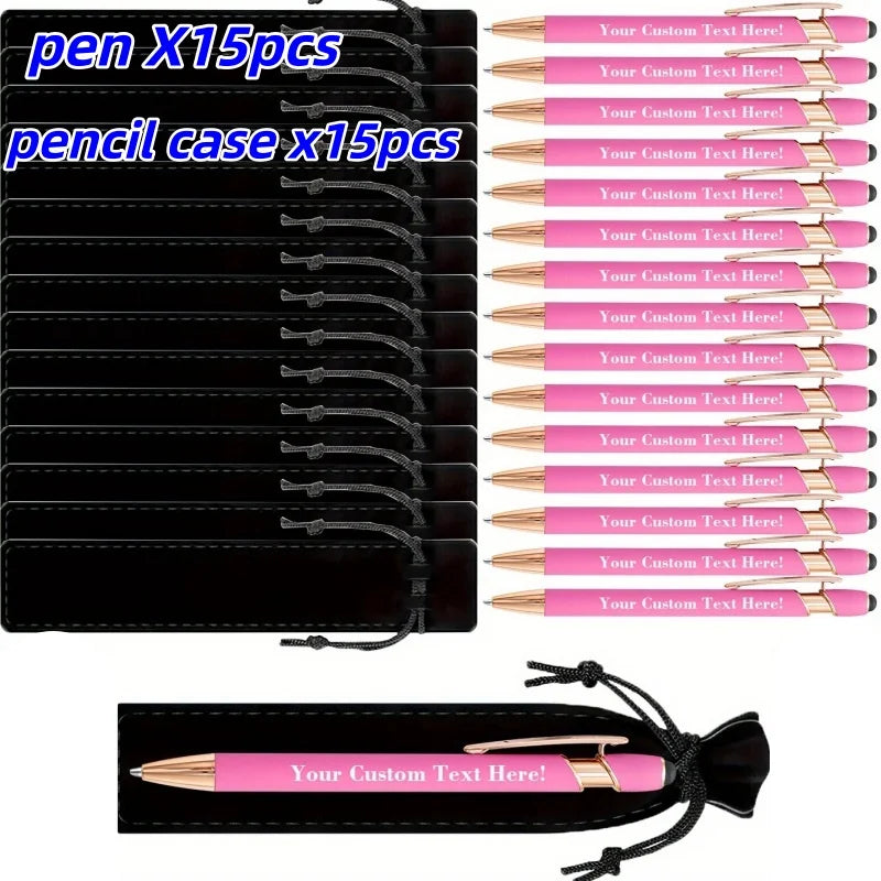 Custom Engraved Ballpoint Pens Set - Personalized Metal Pens with Cases & Bags for Business Gifts