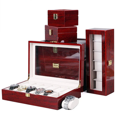 Luxury Wooden Watch Box — 1/2/3/5/6/10/12 Grid Organizer & Holder for Men’s and Women’s Watches, Jewelry Display