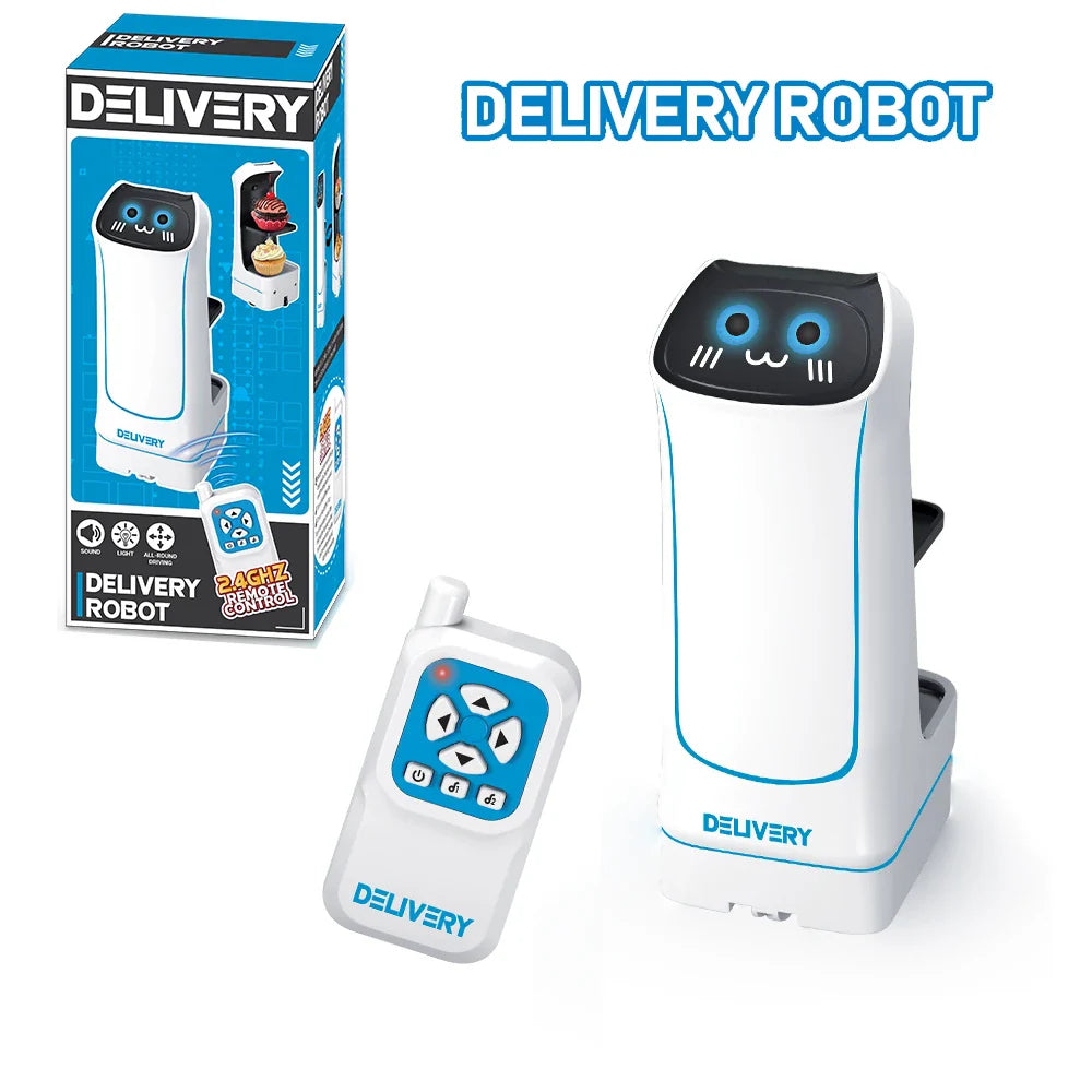 2.4GHz Remote Control Food Delivery Robot Toy – Light & Music RC Robot for Kids Birthday Gift