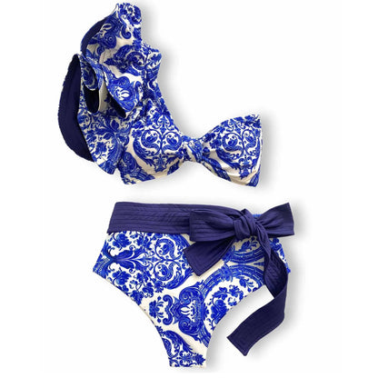 Sporlike V-Neck Ruffled Bikini Set – High Waist Sexy Printed Two-Piece Swimsuit for Women 2025