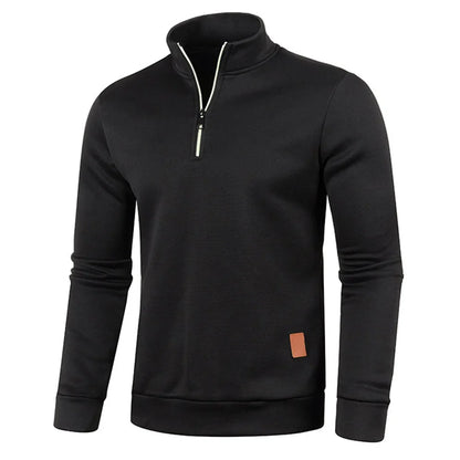 Men's Thicker Half-Zipper Pullover Sweatshirt - Solid Color Turtleneck Hoody for Spring and Autumn Outdoor Wear