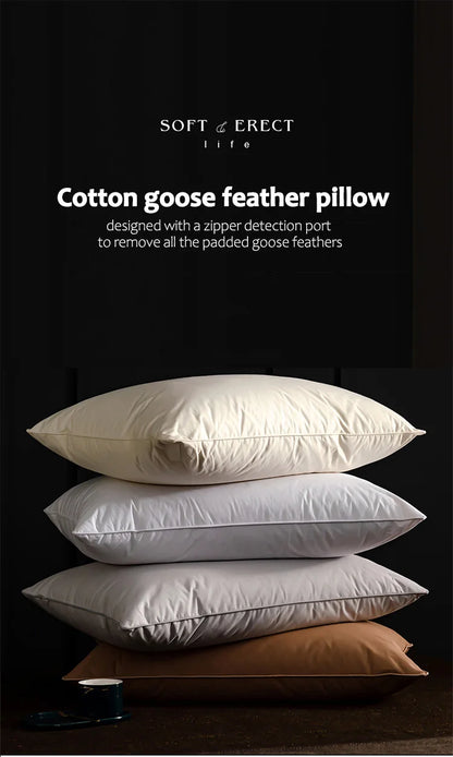 100% White Goose Feather Pillow – Five-Star Hotel Quality, Orthopedic & Memory Support, Single Size for Healthy Sleep