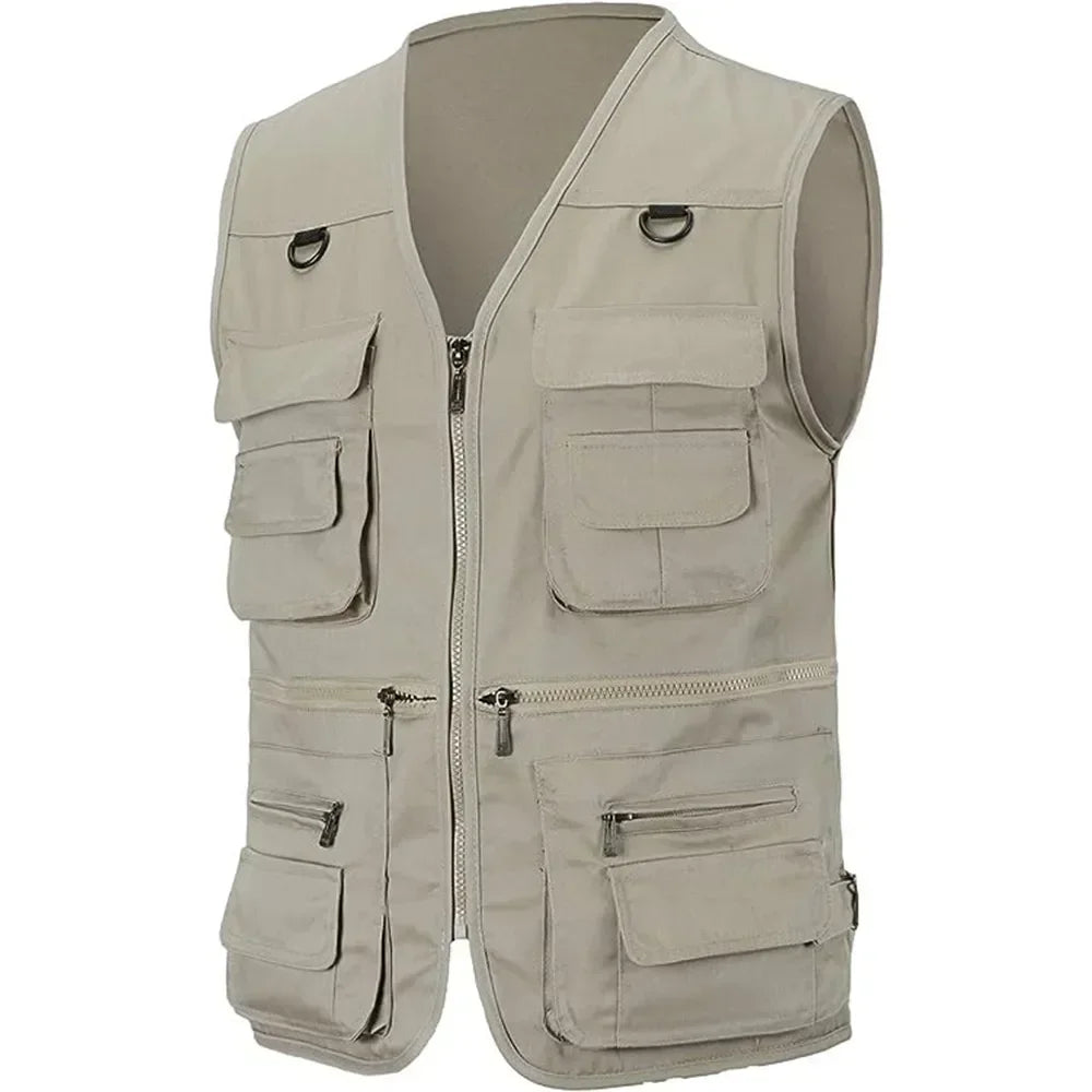 Summer Men's Tactical Hiking Fishing Vest - Multi-pocket Photographer Waistcoat for Outdoor Leisure - Thin Cargo Jacket, Sizes S-6XL