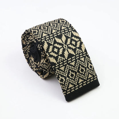 Classic Knit Neck Tie for Men — 6cm Plaid & Dots Casual Business Wedding Tie