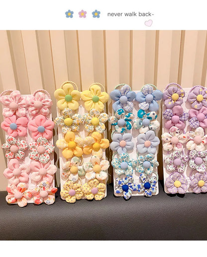 10 Pcs Baby Girl Flower Hair Bands Set – Cute Colorful Soft Scrunchies Ponytail Holders for Kids