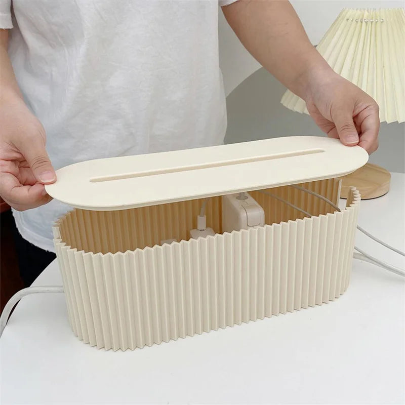 Nordic Cable Management Box – Plug Board Storage Case and Wire Organizer for Router, Socket, and Desktop Accessories